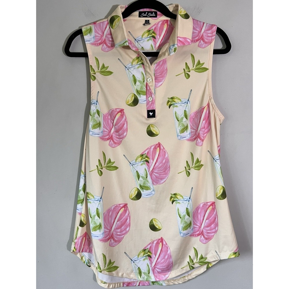 Bad Birdie Golf Mojito Women's Sleeveless Golf Polo Shirt Size Large L